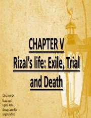 Chapter 5: RIZAL’S LIFE: Exile,Trial, and Death.